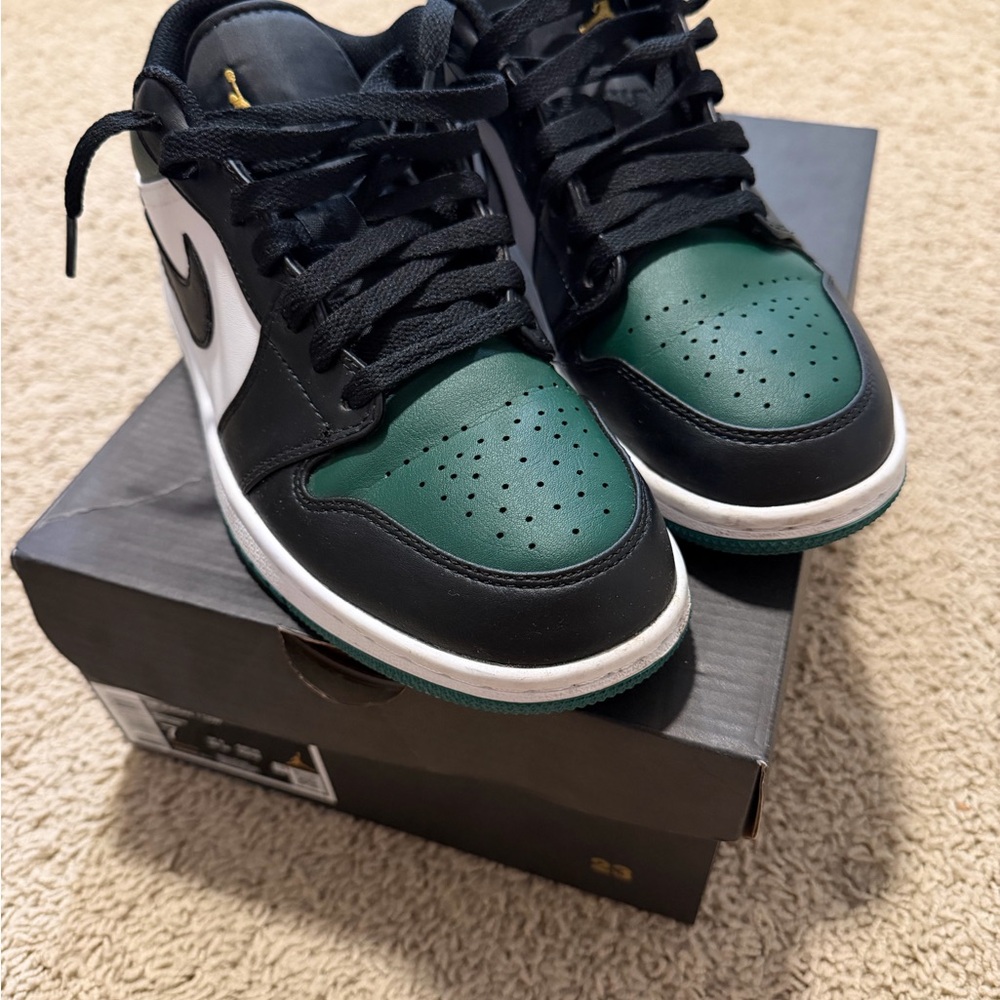 Nike Black and Green Air Jordan 1 Low